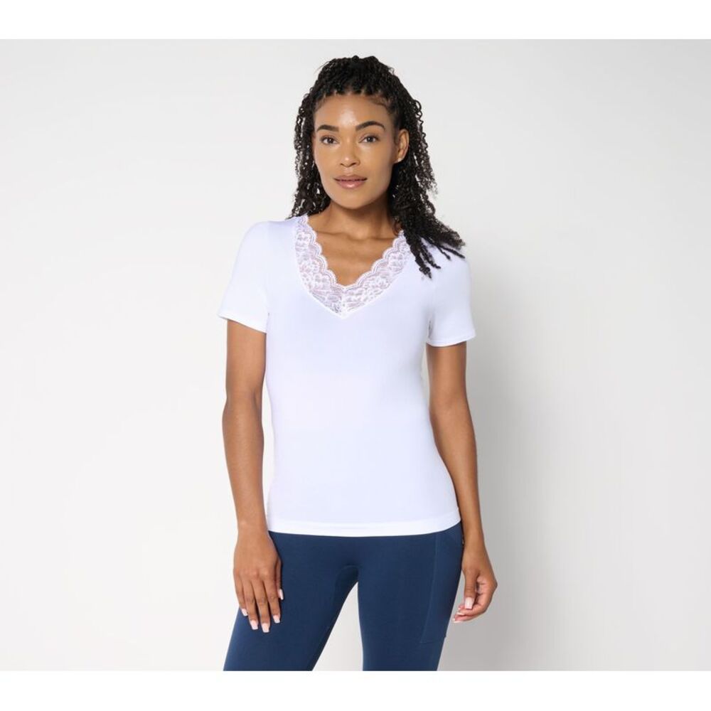 Gloria Vanderbilt Women's Top Sz M Breezies Natural Curves Seamless White